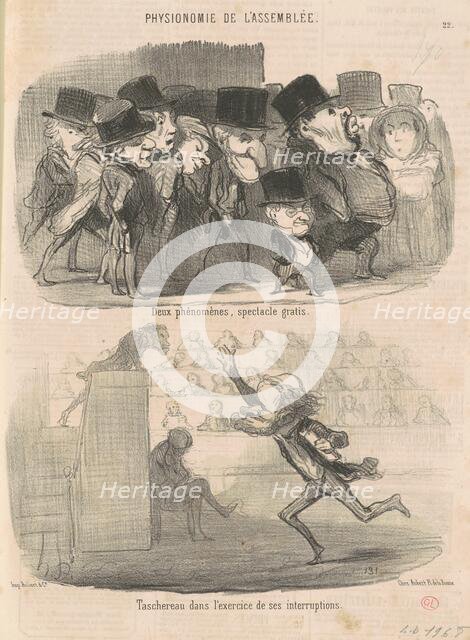 Deux phénomènes, spectacle gratis ..., 19th century. Creator: Honore Daumier.