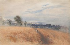 Two Figures Crossing A Wheatfield, 1839. Creator: John Martin.