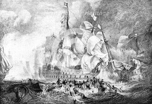 'Battle off Cape Trafalgar, October 21, 1805--situation of Lord Nelson's Flagship "The...' 1891. Creator: JMW Turner.