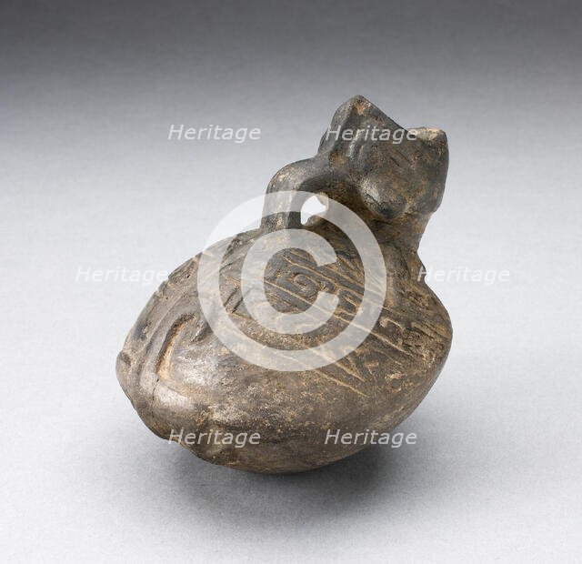 Pitcher in the Form of an Open Mouthed Animal with Geometric Incising on Back, A.D. 1000/1400. Creator: Unknown.