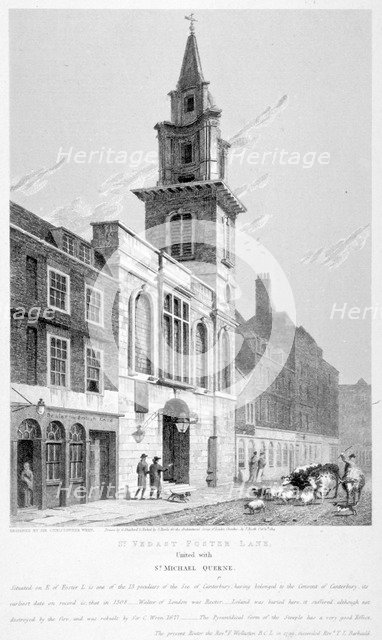 Church of St Vedast Foster Lane, City of London, 1814.                                           Artist: Samuel Rawle