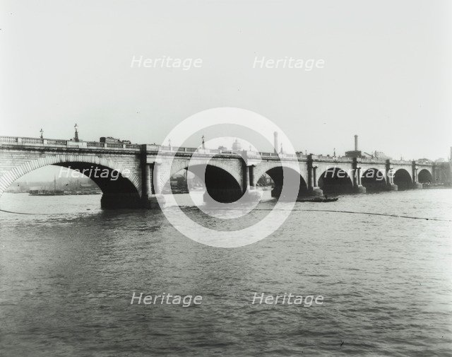 Old Waterloo Bridge and the South Bank, London, 1895. Artist: Unknown.