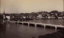 Untitled (Bridge with Town in Distance), 19th century. Creator: Unidentified Photographer.