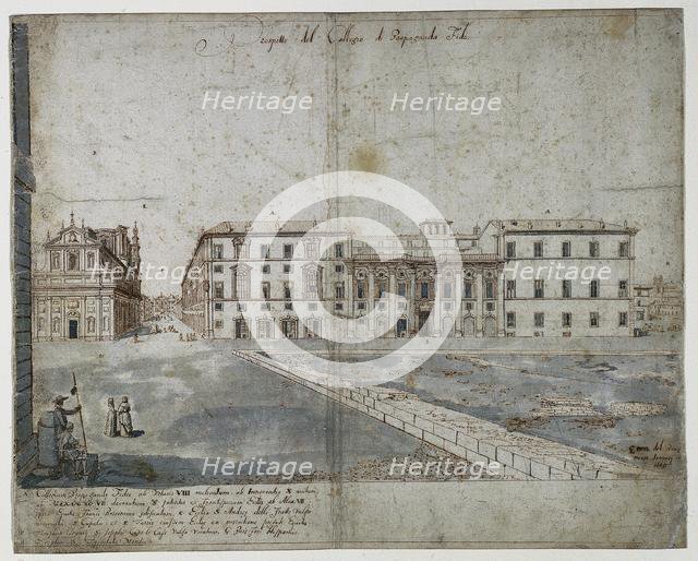 Eighteen Views of Rome: The Collegio di Propaganda Fide (recto), 1665. Creator: Lievin Cruyl (Flemish, c. 1640-c. 1720).
