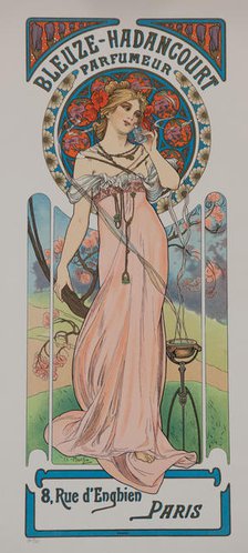 Bleuze - Hadancourt Parfumeur, ca 1899. Creator: Mucha, Alfons Marie (1860-1939).