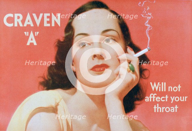 Advert for Craven 'A' cigarettes, 1939. Artist: Unknown