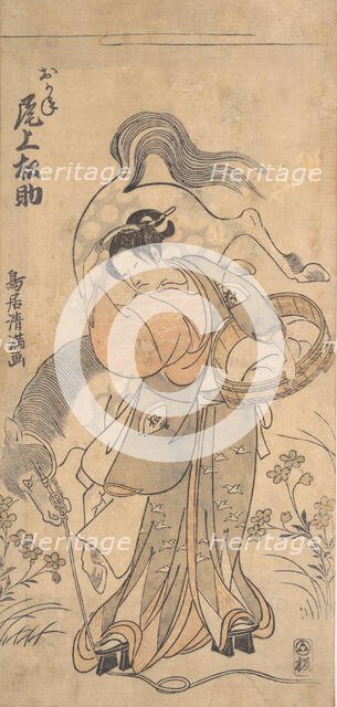 The Actor Onoe Matsusuke in the Role of the Famous Strong Woman Okane, probably 1765., probably 1765 Creator: Torii Kiyomitsu.