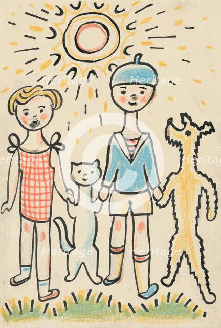 8. A story about a dog and a cat, around 1928. Creator: Josef Capek.