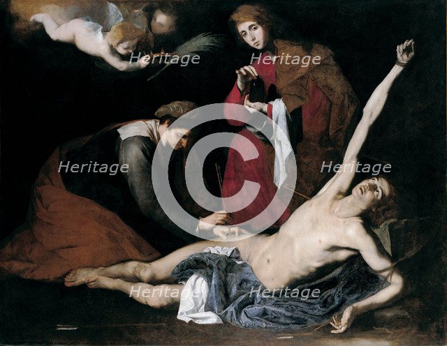 Saint Sebastian Tended by the Holy Women, c. 1621. Artist: Ribera, José, de (1591-1652)