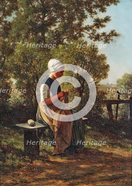 Woman Knitting, 1867. Creator: Gerrit Alexander Godart Filip Mollinger.