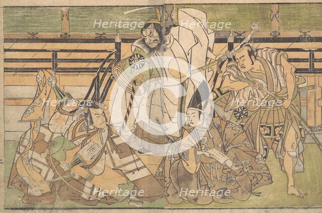 Four Actors in Unidentified Roles, late 18th century. Creator: Shunsho.