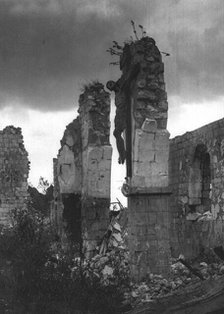 'La Picardie Mutilee; La Christ aux ruines, La nef, envahie deja par les plantes..., 1916 (1924) Creator: Unknown.
