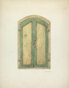 Painted Wooden Shutter, 1937. Creator: Edward Jewett.