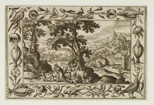 The Mocking Children Cursed by Elijah and Eaten by the She-Bear, from Landscapes with..., 1584. Creator: Adriaen Collaert.