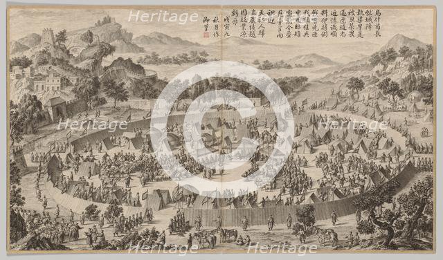 Chieftain Wushe Surrendering the City..., c. 1765-1774; poem dated 1758. Creator: Jean Damascene Sallusti (Italian, d. 1781).