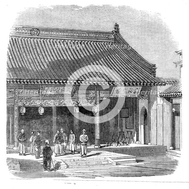 The Taeping Rebellion in China: entrance to Hall of Justice, Ching-Wang’s palace, Soo-Chow, 1864. Creator: Unknown.