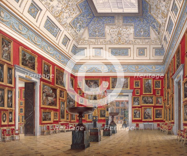 Interiors of the New Hermitage. The Room of Flemish painting, 1854. Artist: Hau, Eduard (1807-1887)