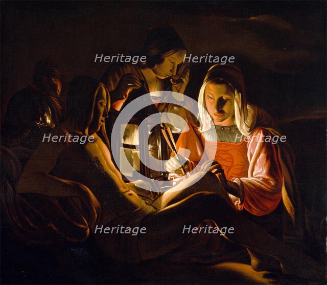 Saint Sebastian Nursed by Saint Irene, 17th century. Creator: Workshop of Georges de La Tour (1593-1652).