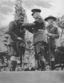 The Prince of Wales being invested with the Silver Wolf by the Duke of Connaught, 1922 (1936). Creator: Unknown.
