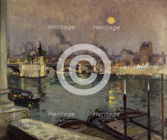 Le Pont de Grenelle, vu de la maison de l'artiste, quai Louis-Blériot, actuels 15ème...c1852-1889. Creator: Alexandre Nozal.