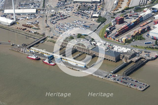 Tilbury Riverside Station and floating landing stage, Essex, 2018. Creator: Historic England.