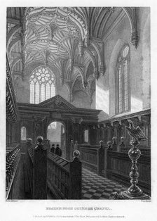 Brazen Nose (Brasenose) College Chapel, Oxford University, 1835.Artist: John Le Keux
