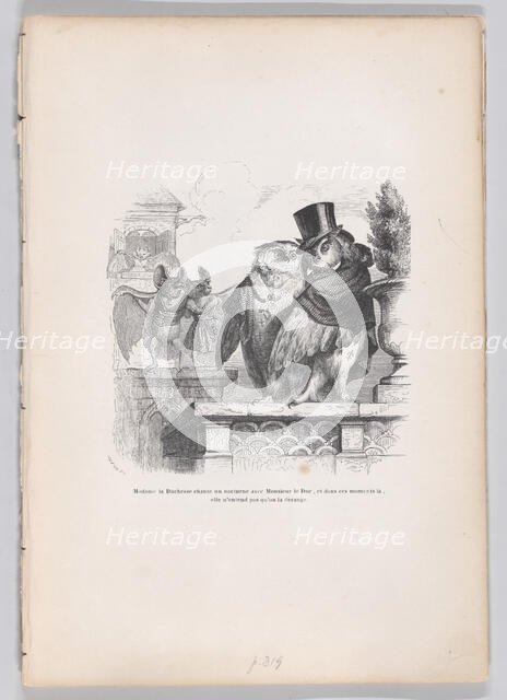 The Duchess is singing a nocturne with the Duke... from Scenes from the Private and..., ca. 1837-47. Creator: Louis-Henri Brevière.