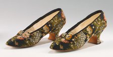 Evening slippers, French, 1880. Creator: J Ferry.