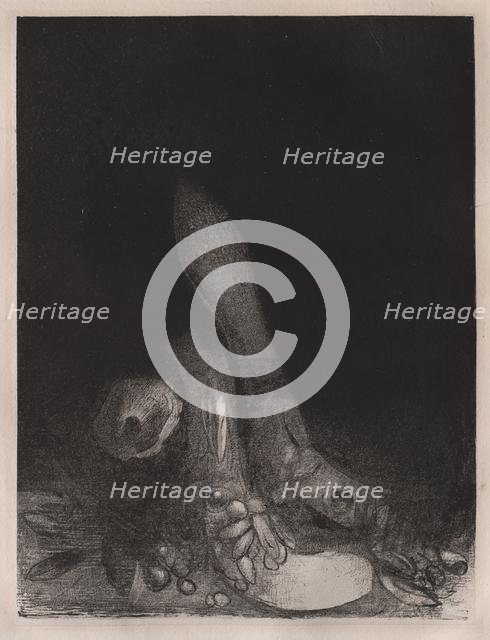 The Temptation of St. Anthony: Flowers Fall and the Head of a Python Appears, 1896. Creator: Odilon Redon (French, 1840-1916); Blanchard.