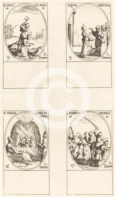 St. Bibiana; St. Birinus; St. Barbara; St. Sabbas. Creator: Jacques Callot.