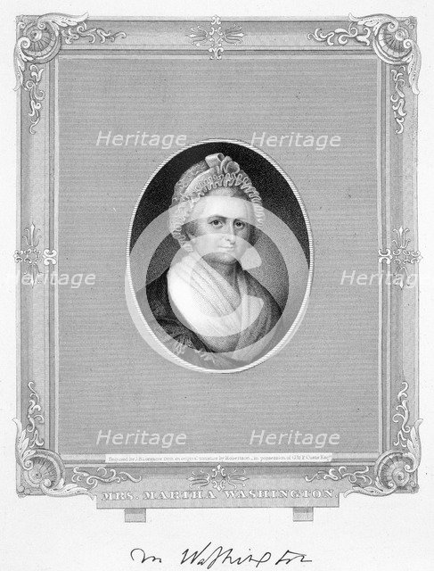Martha Washington, wife of US President George Washington, (19th century). Artist: James Barton Longacre