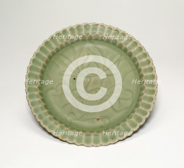 Foliate Dish with Lotus Flower, late Southern Song (1127-1279)/early Yuan dynasty, late 13th century Creator: Unknown.