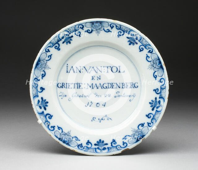 Plate, Delft, 1764. Creator: Delftware.