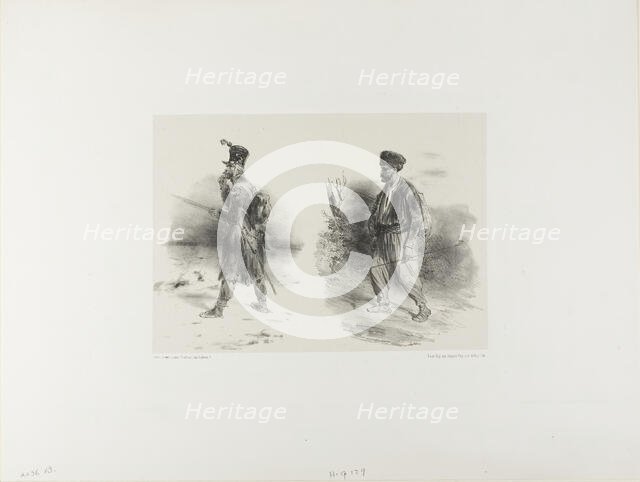 Sheet with Stumped Sketch, 1839. Creator: Auguste Raffet.