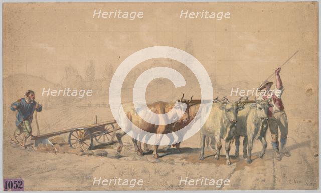 Four Oxen Pulling a Plough, 1853. Creator: Constant Troyon (French, 1810-1865).