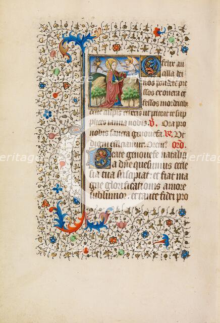 Saint Geneviève with a Candle and a Book; Book of Hours, about 1440-1450. Creator: Workshop of the Bedford Master.