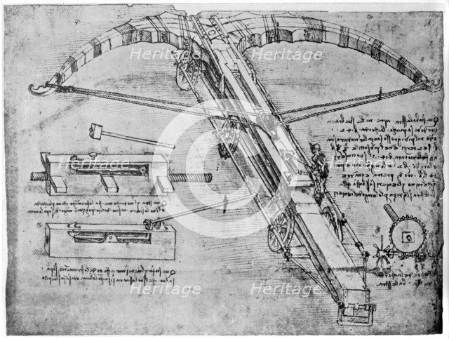 Giant crossbow, 1480-1485 (1954). Artist: Leonardo da Vinci