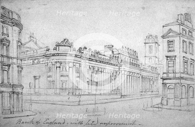 The Bank of England, City of London, c1830. Artist: Thomas Hosmer Shepherd