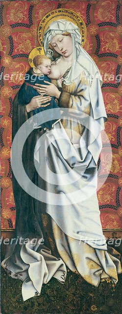 The Flémalle Panels: Virgin suckling the Child. Artist: Campin, Robert (ca. 1375-1444)