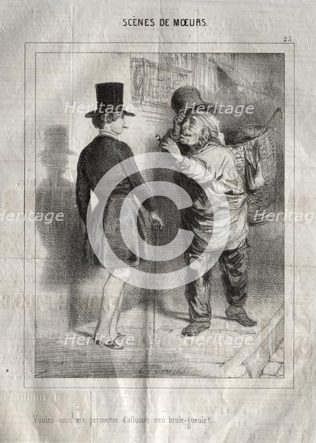 Scènes de Moeurs: Voulez-vous me permettre dallumer mon brule-gueule?. Creator: Charles Joseph Traviès de Villers (French, 1804-1859).