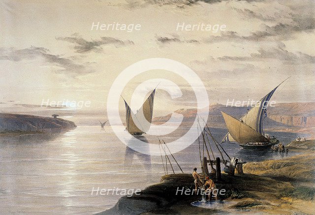 'Boats on the Nile', c1838-1839. Artist: David Roberts