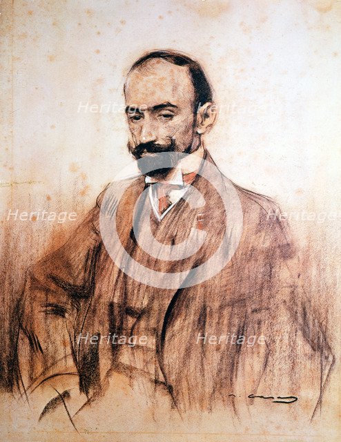Portrait of Jacinto Benavente, (1866 - 1954), Spanish playwright, Nobel Prize for Literature in 1…