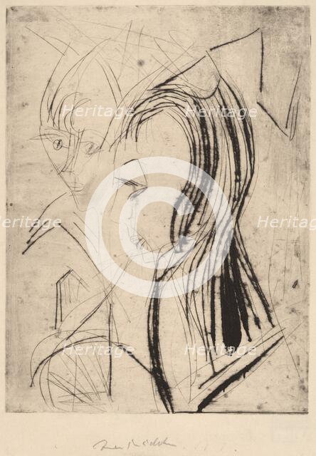 Heads of Two Girls, 1919. Creator: Ernst Kirchner.