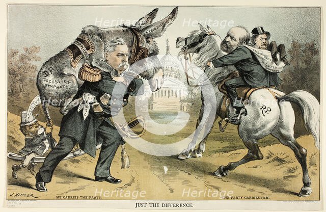 Just the Difference, from Puck, 1880. Creator: Joseph Keppler.