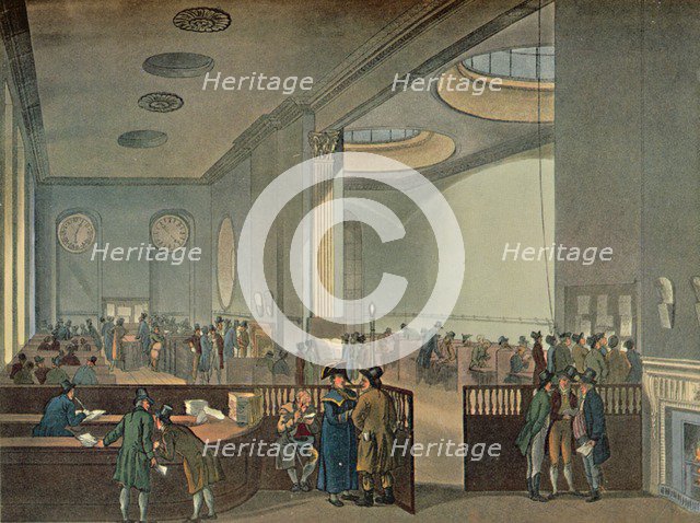 'Lloyd's Subscription Rooms As Seen By Rowlandson in 1800', 1928. Artists: Thomas Rowlandson, Unknown.