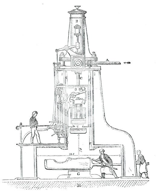 Nasmyth's patent steam hammer, 1844. Creator: Unknown.