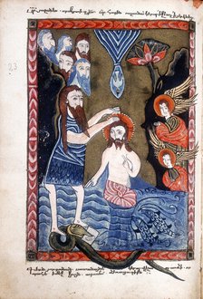 Baptism of Jesus by John the Baptist, from Armenian Evangelistery. Artist: Unknown