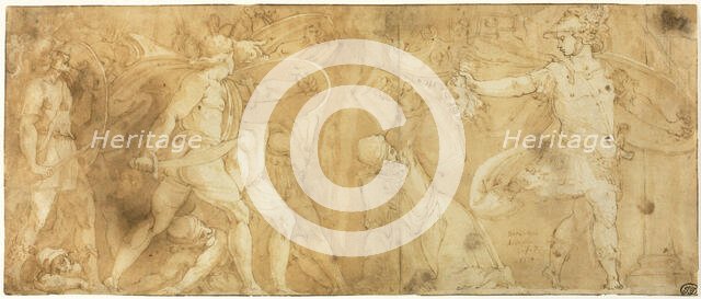 Perseus with the Head of Medusa, Turning Phineus and his Followers to Stone, 1567. Creator: Unknown.