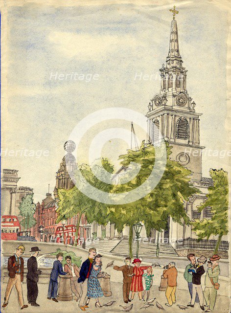 Trafalgar Square, London, 1948. Creator: Shirley Markham.
