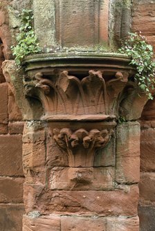 Decorated stone corbel situated in the dormitory undercroft, Furness Abbey, Cumbria, c2000s(?). Artist: Historic England Staff Photographer.